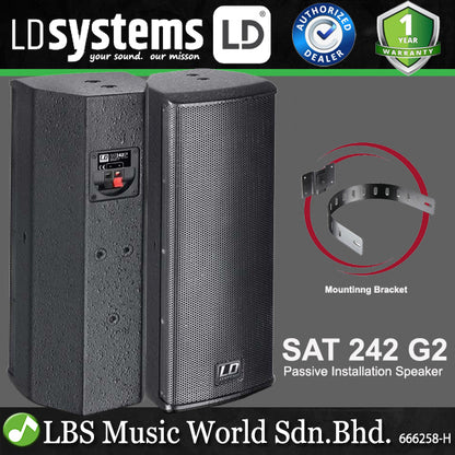 LD Systems SAT 242 G2 100 Watt 2 X 4 Inch Passive Installation Wall Mounted Loudspeaker (LDSAT242G2)