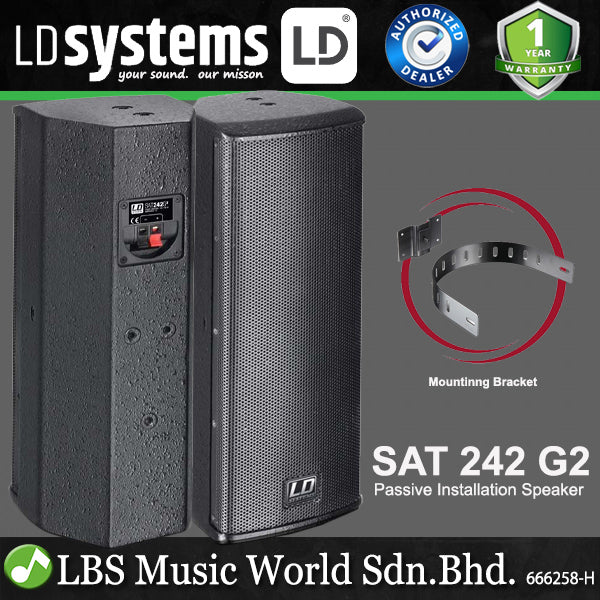 LD Systems SAT 242 G2 100 Watt 2 X 4 Inch Passive Installation Wall Mounted Loudspeaker (LDSAT242G2)
