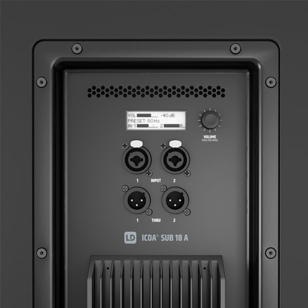 LD Systems ICOA SUB 18 A 600 Watt Powered 18 Inch  Bass Reflex PA Subwoofer (LDICOASUB18A)