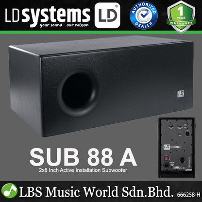 LD Systems SUB 88 A 150 Watt 2 x 8 Inch Active Installation Subwoofer (SUB88 A SUB88A SUB88-A)