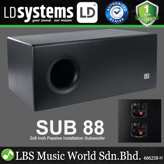 LD Systems SUB 88 180 Watt 2x8 Inch Installation Passive Subwoofer (SUB88 SUB-88)