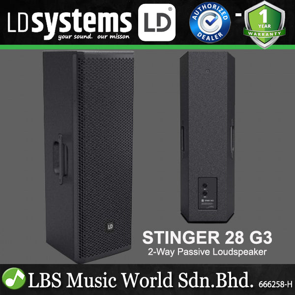 LD Systems Stinger 28 G3 Passive 400W 8 Inch 2 Way Passive Bass Reflex PA Speaker (LDEB282G3)