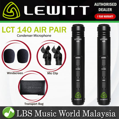 Lewitt LCT 140 AIR Stereo Mic Pair Small Diaphragm Instrument Condenser Microphone - Pair (LCT140 AIR)