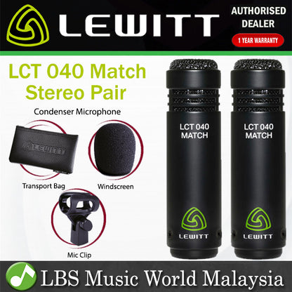 Lewitt LCT 040 Match Stereo Pair Condenser Cardiod Small Diaphragm Acoustic Guitar Drum Mic Microphone (LCT040)