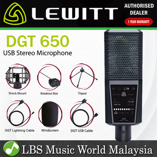Lewitt DGT 650 Cardiod Condenser USB Stereo Headphone MIDI Mic Microphone (DGT650)