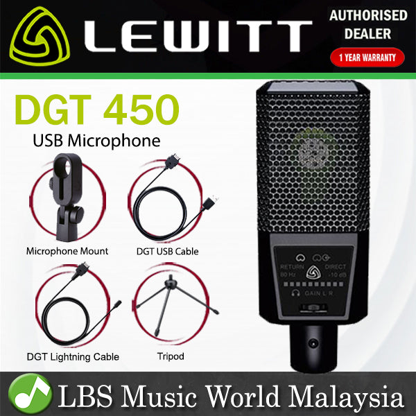 Lewitt DGT 450 Professional USB Studio Sound Mic Microphone IOS OS X Windows (DGT450)