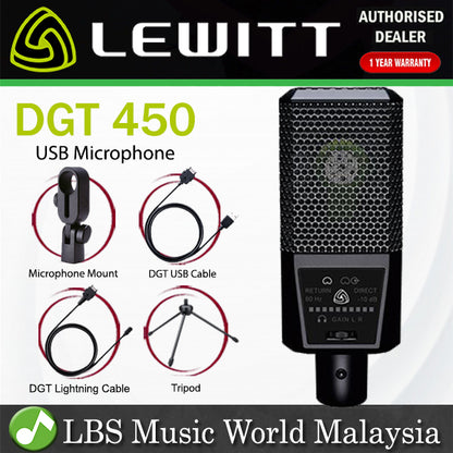 Lewitt DGT 450 Professional USB Studio Sound Mic Microphone IOS OS X Windows (DGT450)