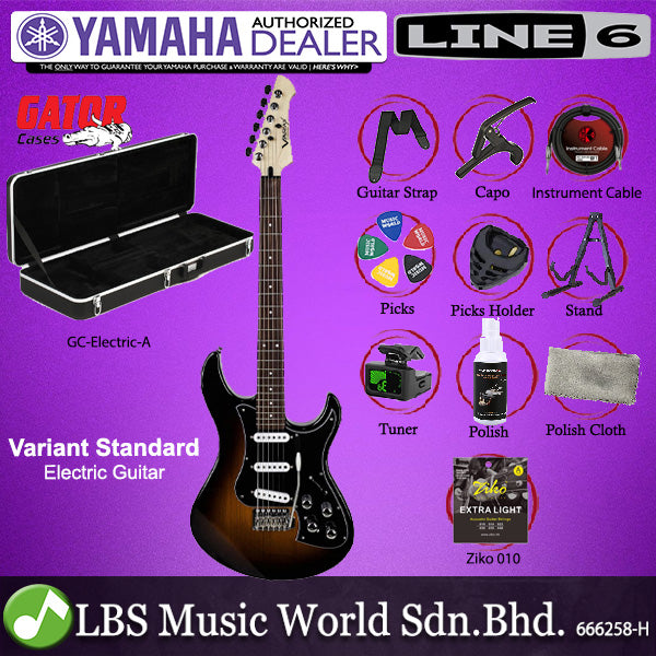 Line 6 Variax Standard Electric Guitar with SSS Pickup, Rosewood Fingerboard and Tremolo - Sunburst