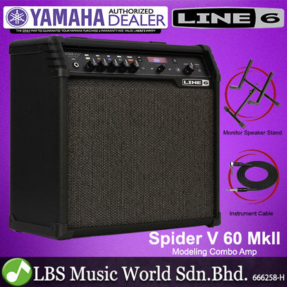 Line 6 Spider V 60 MkII 60 Watt 1X10 Inch Modeling Combo Electric Guitar Amplifier with 200 Amp Preset (V60)