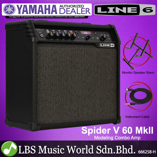 Line 6 Spider V 60 MkII 60 Watt 1X10 Inch Modeling Combo Electric Guitar Amplifier with 200 Amp Preset (V60)