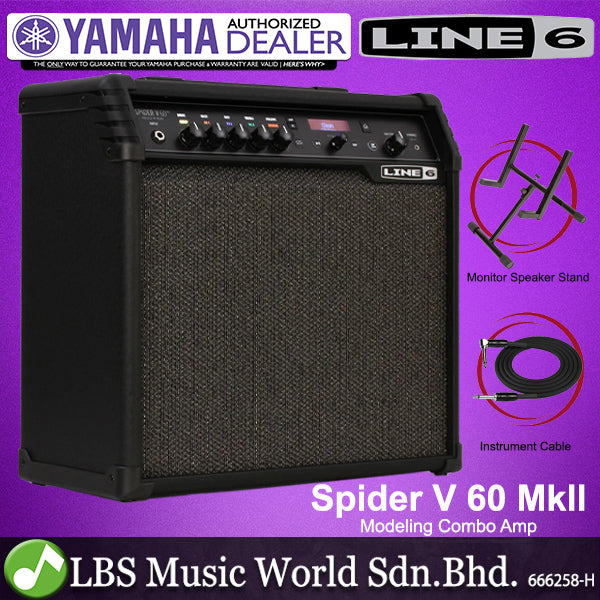 Line 6 Spider V 60 MkII 60 Watt 1X10 Inch Modeling Combo Electric Guitar Amplifier with 200 Amp Preset (V60)