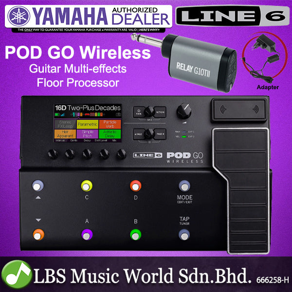 Line 6 POD GO Wireless Guitar Multi Effects Pedal Floor Processor and Amp Modeler with Relay G10TII