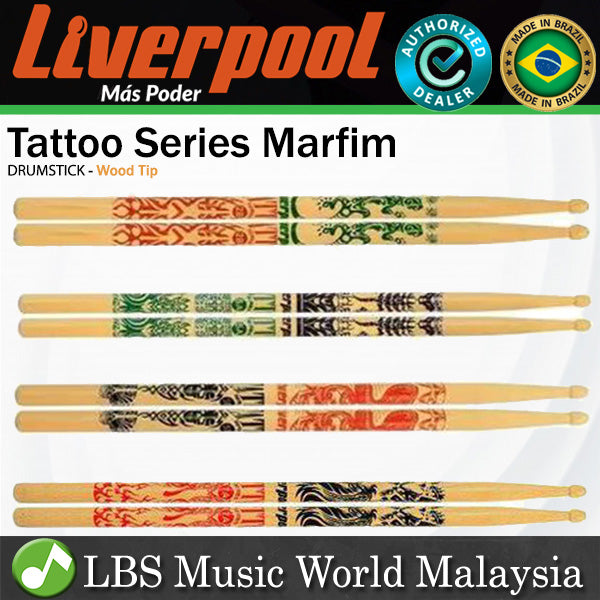 Liverpool Drumstick Tattoo Series Marfim Wood Tip Drum Stick - LE 2BM 5AM 5BM 7AM