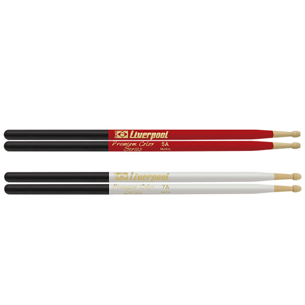 Liverpool Drumstick Premium Color Series Marfim Wood Tip Vermelha Drum Stick - PC 5AMV 7AMV