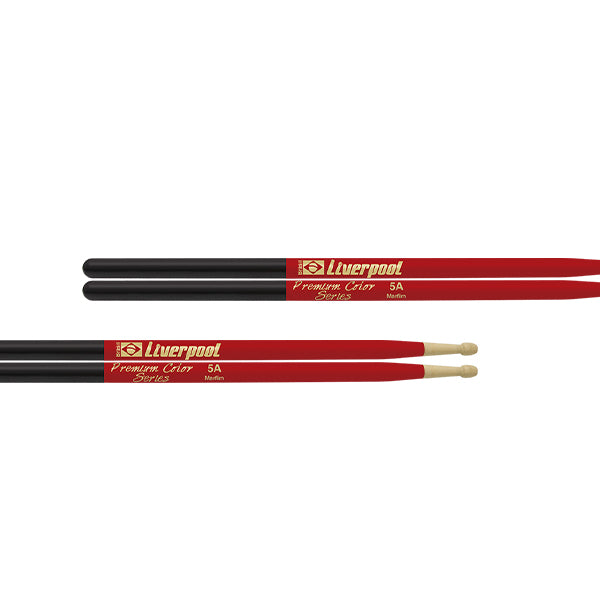 Liverpool Drumstick Premium Color Series Marfim Wood Tip Vermelha Drum Stick - PC 5AMV 7AMV