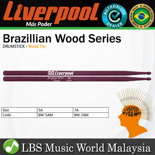 Liverpool Drumstick Brazillian Roxinho Wood Series Wood Tip Drum Stick - BW 5AM 7AM