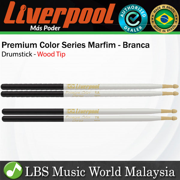 Liverpool Drumstick Premium Color Series Marfim Wood Tip Branca Drum Stick - PC 5AMB 7AMB