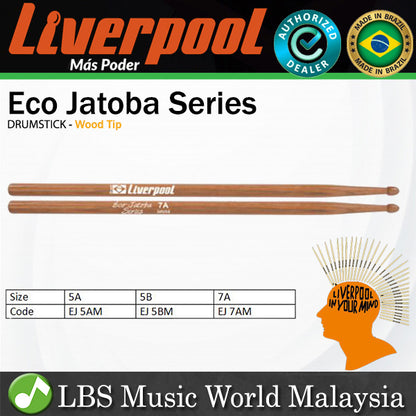 Liverpool Drumstick Eco Jatoba Wood Tip Series Drum Stick - EJ 5AM 5BM 7AM