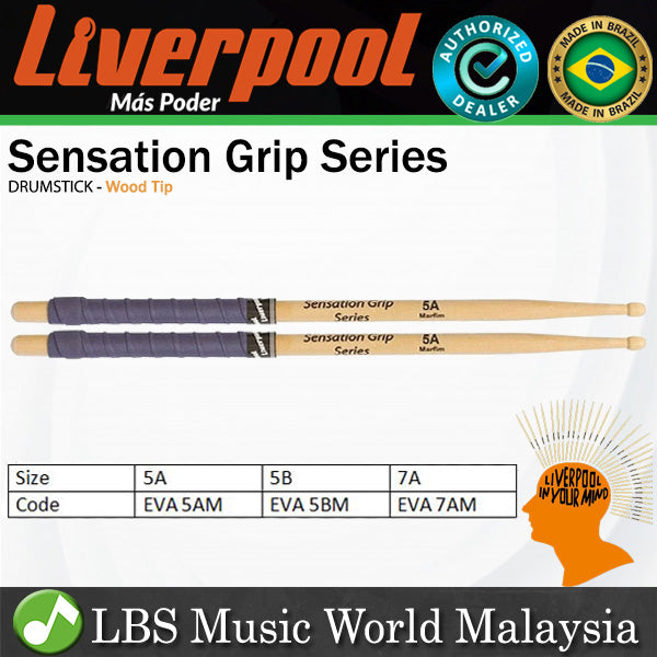 Liverpool Drumstick Sensation Grip Series Marfim Wood Tip Drum Stick - EVA 5AM 5BM 7AM