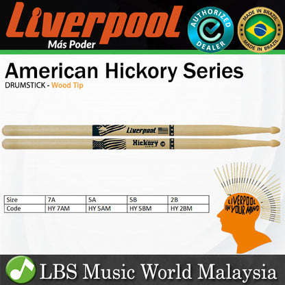 Liverpool Drumstick American Hickory Series Drum Stick - HY 2BM 5BM 5AM 7AM