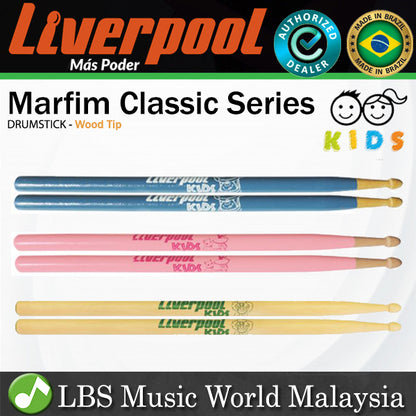 Liverpool Drumstick Marfim Classic Series Wood Tip Kids Drum Stick - LL KIDA KID KIDR