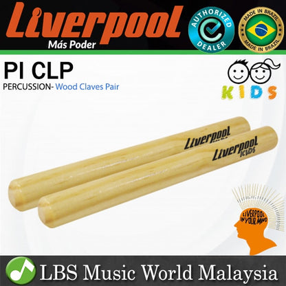 Liverpool Drumstick PI CLP Wood Claves Pair Kids Rhythm Percussion Instrument (PICLP)