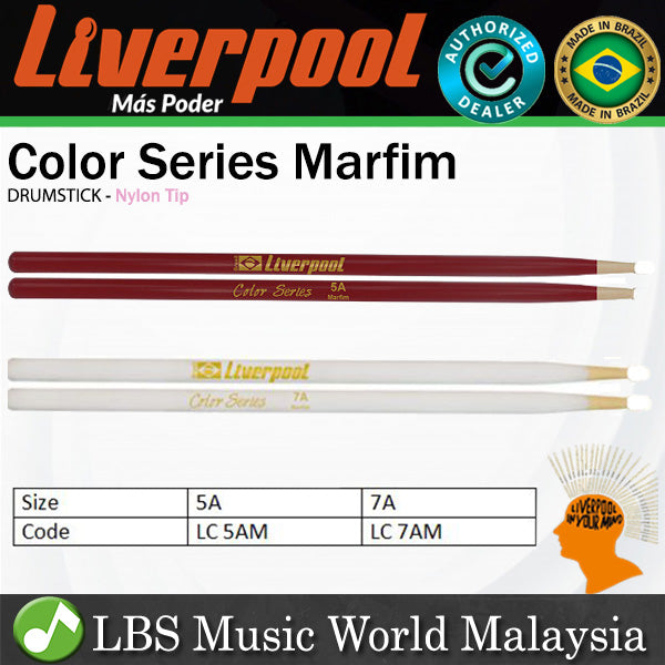 Liverpool Drumstick Color Series Marfim Wood Nylon Tip Drum Stick - LC 5AN 7AN