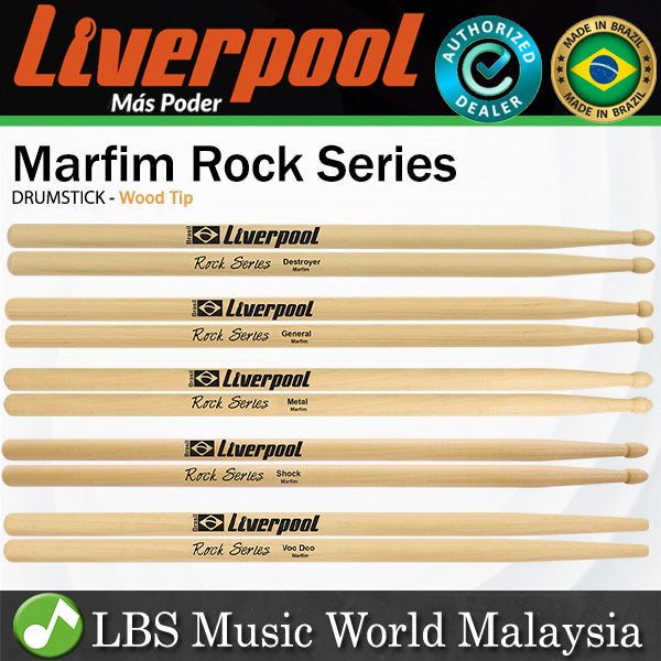 Liverpool Drumstick Rock Series Marfim Wood Tip Drum Stick - (RO DES RO VD RO SHO RO MET RO GEN)