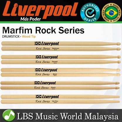 Liverpool Drumstick Rock Series Marfim Wood Tip Drum Stick - (RO DES RO VD RO SHO RO MET RO GEN)