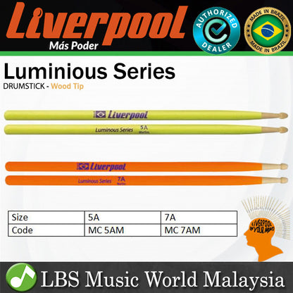 Liverpool Drumstick Luminous Series Marfim Wood Tip Drum Stick - MC 5AM 7AM
