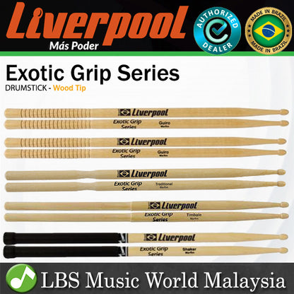 Liverpool Drumstick Exotic Grip Series Marfim Wood Tip Drum Stick - PEG GUI RING CHO TIMB TRAD