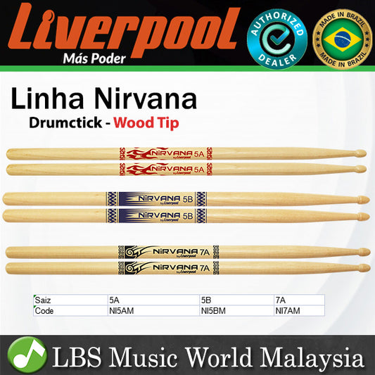 Liverpool Drumstick Linha Nirvana Black Wood Tip Drum Stick - NI 5A 5B 7A