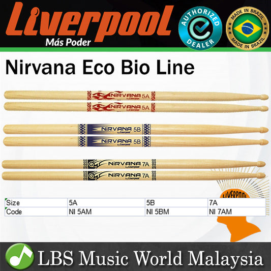 Liverpool Drumstick Linha Nirvana Eco Bio Wood Tip Drum Stick - NI 5AM 5BM 7AM