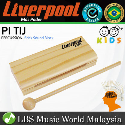 Liverpool Drumstick PI TIJ Brick Sound Block Pinus Wood with Mallet Kids Percussion (PITIJ)