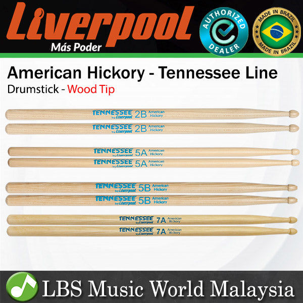 Liverpool Drumstick Tennnese American Hickory Wood Tip Drum Stick - TNHY 2BM 5AM 5BM 7AM