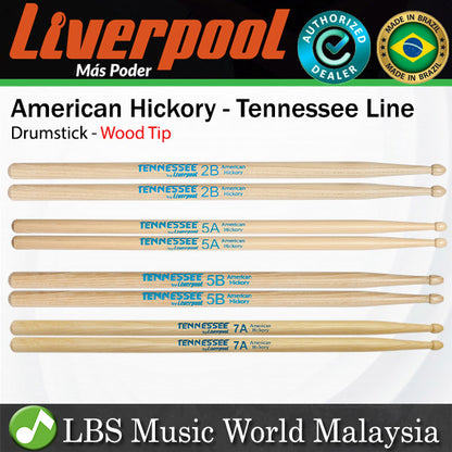 Liverpool Drumstick Tennnese American Hickory Wood Tip Drum Stick - TNHY 2BM 5AM 5BM 7AM
