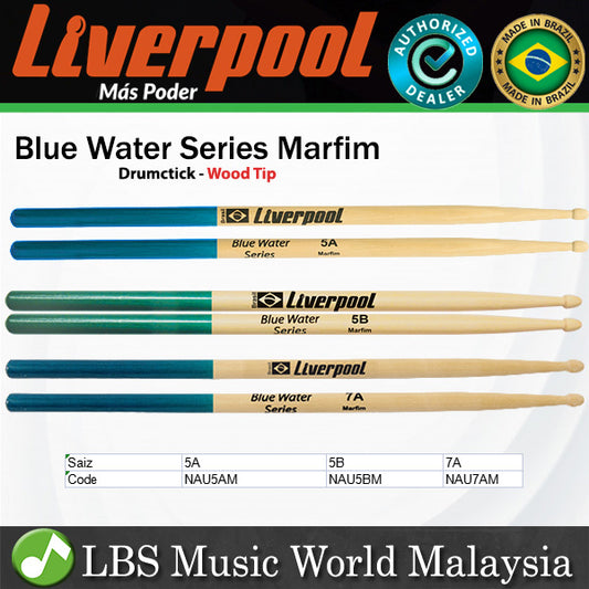Liverpool Drumstick Blue Water Series Marfim Wood Tip Drum Stick - NAU 5AM 5BM 7AM
