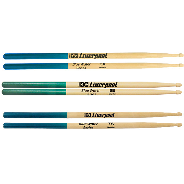 Liverpool Drumstick Blue Water Series Marfim Wood Tip Drum Stick - NAU 5AM 5BM 7AM