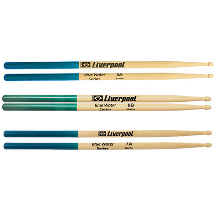 Liverpool Drumstick Blue Water Series Marfim Wood Tip Drum Stick - NAU 5AM 5BM 7AM