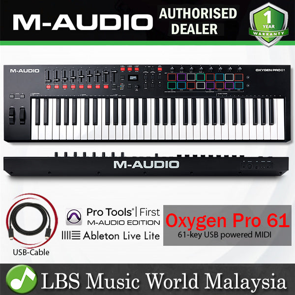 M-Audio Oxygen Pro 61 61 Key Keyboard Controller with Sensitive Semi Weighted Keys with 16 Pad
