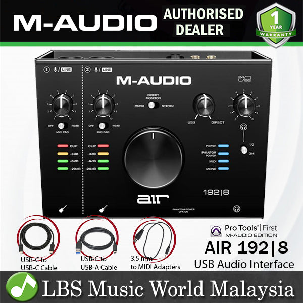 M-Audio AIR 192|8 2 in 4 Out USB Audio Midi Interface or Mixer with Recording Software (M Audio 192X8 192 8)