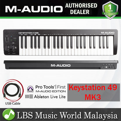 M-Audio Keystation 49 MK3 49 Key USB Keyboard Controller with Full Sized Key with Software (Key Station)