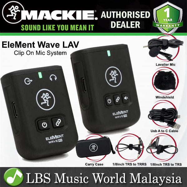 Mackie EleMent Wave LAV Wireless Microphone System with Built In Electret , Lavalier Microphone and Case