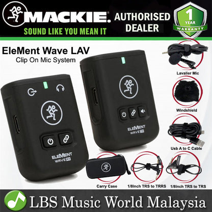 Mackie EleMent Wave LAV Wireless Microphone System with Built In Electret , Lavalier Microphone and Case