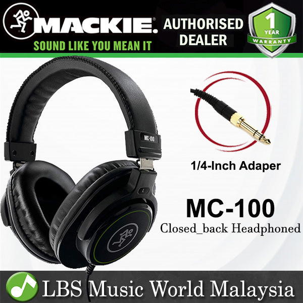 Mackie MC-100 Professional Closed Back Headphones With Padded Headband And 1/4 inch Adapter (MC100)
