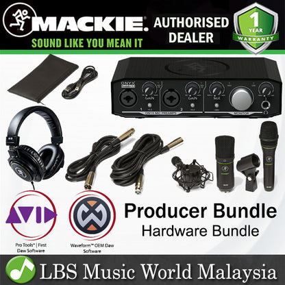 Mackie Producer Bundle with Onyx USB Interface, EM-91C and EM-89D Microphone, MC-100 Headphone and Mic Stand (EM91C EM89D MC100)