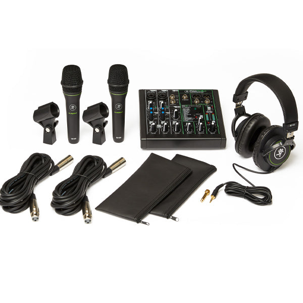 Mackie Performer Bundle with ProFX6v3 Mixer, EM-89D Microphone, MC-100 Headphone and Mic Stand (ProFx6 EM89D MC100)