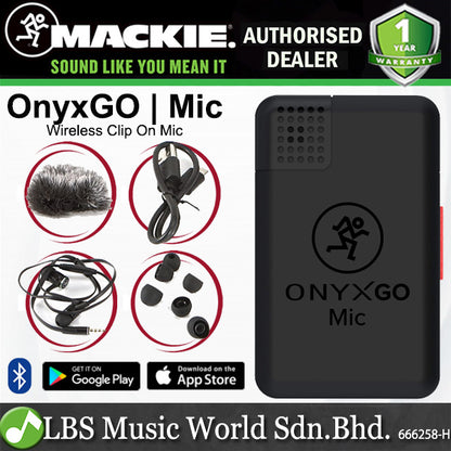 Mackie OnyxGO Mic Wireless Clip On Microphone with Companian App For Smartphone with Bluetooth