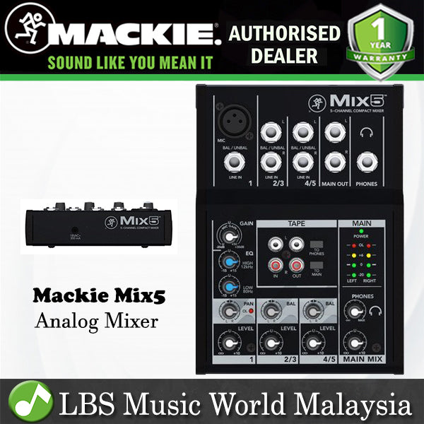 Mackie Mix5 5 Channel Compact Desktop Analog Mixer Mixing Console (Mix 5)