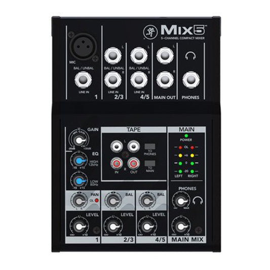 Mackie Mix5 5 Channel Compact Desktop Analog Mixer Mixing Console (Mix 5)